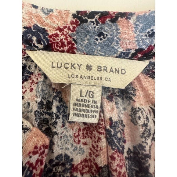Lucky Brand Women L Floral Blouse Top Lightweight breathable cute - Picture 4 of 10